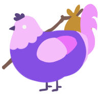 A blurple and lavender chicken with a head pattern