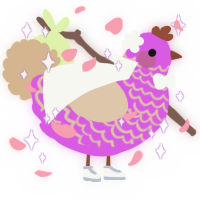 Hallie, a fuchsia and cream chicken with a lace pattern