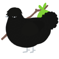 A black chicken with a lace pattern