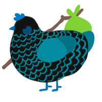 (unnamed), a black and sea chicken with a lace pattern