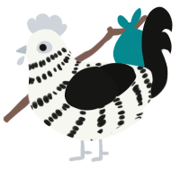 zebra finch, a white and black chicken with a bar pattern