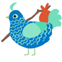 Ελλας, a sapphire and mint chicken with a lace pattern