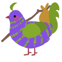 (unnamed), a blurple and chartreuse chicken with a bar pattern