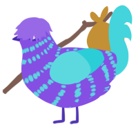 (unnamed), a blurple and aqua chicken with a bar pattern
