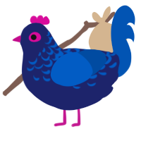 (unnamed), a navy and ultramarine chicken with a half-lace pattern