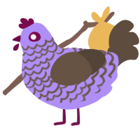 macy, a lilac and bark chicken with a lace pattern