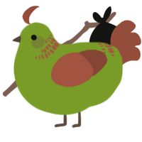 茶, a chartreuse and russet chicken with a neck-band pattern