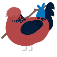 Ladybug, a red and tumblr chicken with a neck-speckle pattern