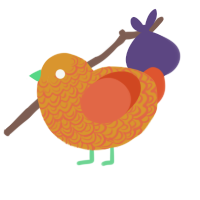 (unnamed), a orange and vermilion chicken with a double-lace pattern