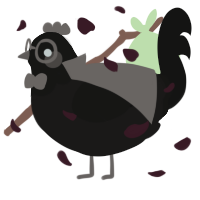 Akemi Homura, a sable and black chicken with a head pattern