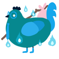 Allegro, a teal and sky chicken
