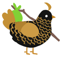Goldie, a black and gold chicken with a lace pattern