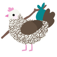 Fido, a white and bark chicken with a double-lace pattern