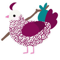 Greg, a white and wine chicken with a double-lace pattern