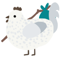 A white and mist chicken with a speckle pattern