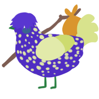 (unnamed), a indigo and lemon chicken with a speckle pattern