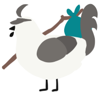 マウス, a white and grey chicken
