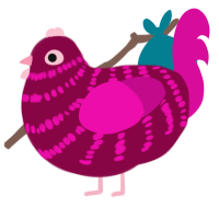 (unnamed), a maroon and fuchsia chicken with a bar pattern