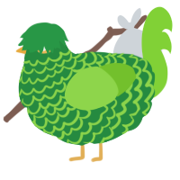 lucky, a viridian and grass chicken with a lace pattern