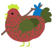 (unnamed), a red and olive chicken with a speckle pattern