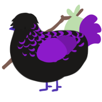 Lomario, a sable and violet chicken with a half-lace pattern