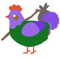 (unnamed), a leaf and blurple chicken with a head pattern