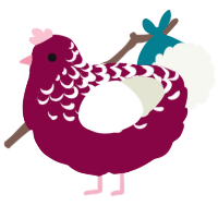 Croissant, a maroon and white chicken with a half-lace pattern