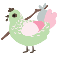 Spring, a gluppy and rose chicken with a half-lace pattern