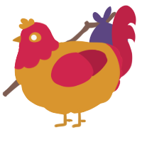 A orange and crimson chicken with a head pattern