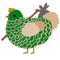 Barf, a leaf and beige chicken with a lace pattern