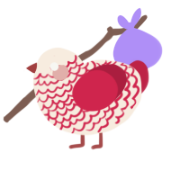 Peach, a cream and crimson chicken with a lace pattern