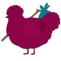A maroon chicken with a lace pattern