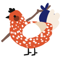 Fly Amanita, a vermilion and cream chicken with a speckle pattern