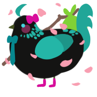 Hatsune Miku, a black and turquoise chicken with a neck-speckle pattern
