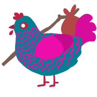 spiderboob, a sea and fuchsia chicken with a lace pattern
