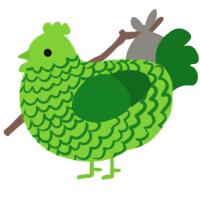 Lachanophobia, a grass and leaf chicken with a lace pattern