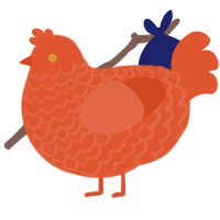 Floor Cleaner, a vermilion chicken with a lace pattern