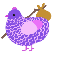33822, a blurple and lavender chicken with a lace pattern