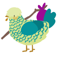 Sunflower, a lemon and teal chicken with a lace pattern