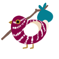 Viño, a maroon and cream chicken with a bar pattern