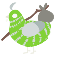 Silly, a grass and silver chicken with a bar pattern
