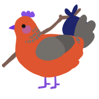 Saturate, a vermilion and grey chicken with a neck-band pattern