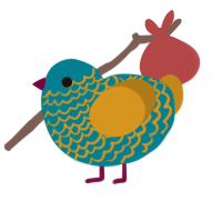 Darcie, a sea and ochre chicken with a lace pattern