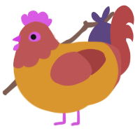 PBJ, a orange and red chicken with a head pattern