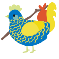 (unnamed), a sapphire and yellow chicken with a lace pattern