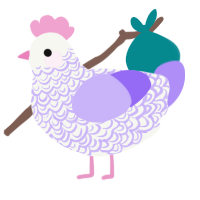 Bud, a white and lilac chicken with a double-lace pattern