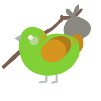 Pea, a grass and ochre chicken with a neck-band pattern