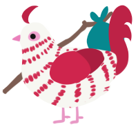 Strawberry, a white and crimson chicken with a bar pattern