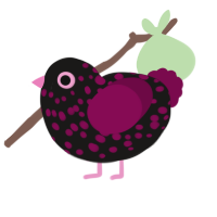 Nathalia, a sable and wine chicken with a speckle pattern
