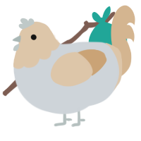 Albumen, a mist and beige chicken with a head pattern